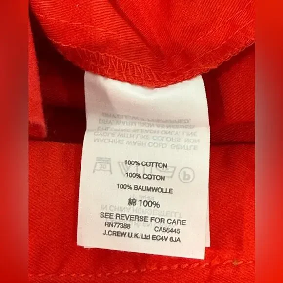 J. Crew Red Cotton Button Down Collar Pockets Sleeveless Belted Tiered Dress- 6 - Picture 9 of 11